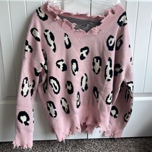 Distressed Long Sleeve Sweater